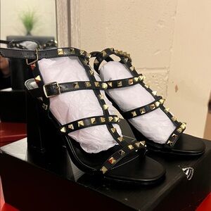 NIB Roxy Studded Black Block Heel Sandals from VICI